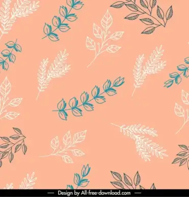 leaves background branches sketch flat handdrawn