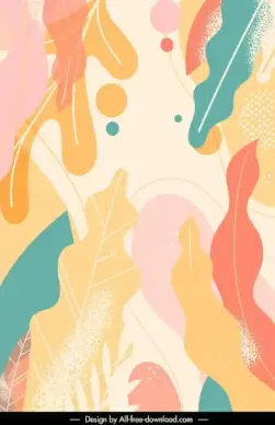 leaves background bright colorful flat retro decor