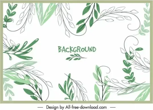 leaves background template classical handdrawn sketch
