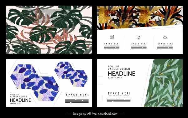 leaves banner templates colored classic decor