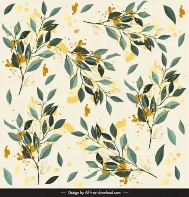 leaves pattern elegant colored grunge decor