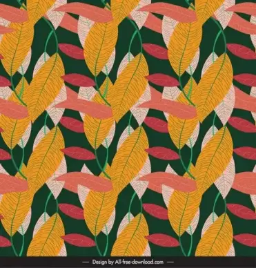 leaves pattern template colorful retro decor