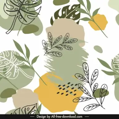 leaves pattern template elegant bright grunge handdrawn decor