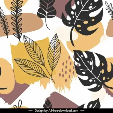 leaves pattern template flat classical handdrawn decor