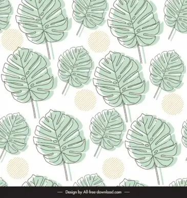 leaves pattern template flat classical handdrawn sketch