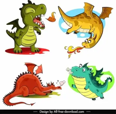 legendary dragon icons funny cartoon characters