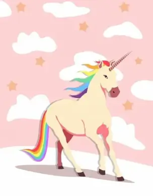 legendary horse icon colorful cartoon design