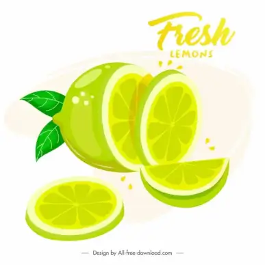 lemon advertising banner bright colored 3d sliced cut