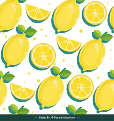 lemon fruit pattern template bright flat classic sketch