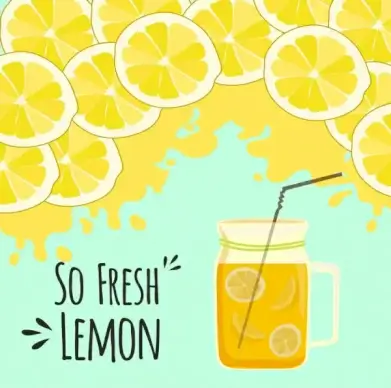 lemon juice advertising grunge yellow slices jar icons