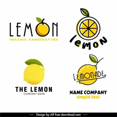 lemon logo templates bright colored flat handdrawn sketch