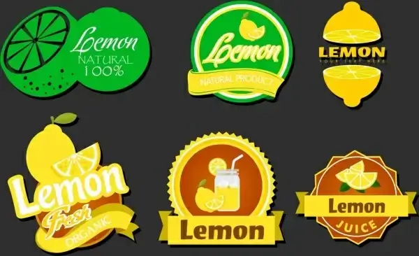 lemon logotypes various colored shapes isolation
