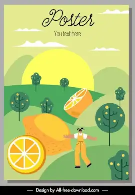 lemon poster templates colorful classic cartoon decor