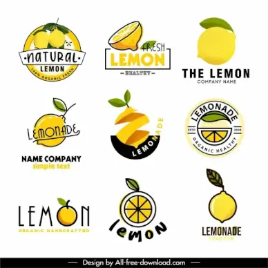 lemon products logotypes bright 3d flat sketch