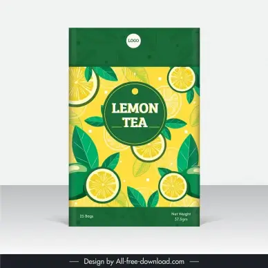 lemon tea packaging template flat elegance