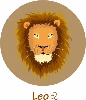 leo zodiac icon lion face decor circle layout