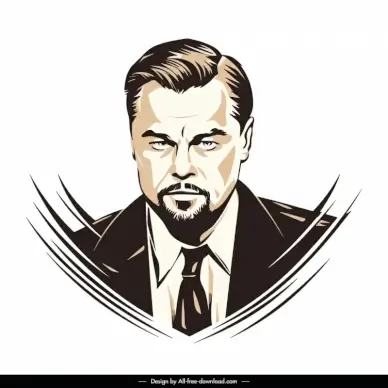 leonardo dicaprio portrait design elements elegant handdrawn