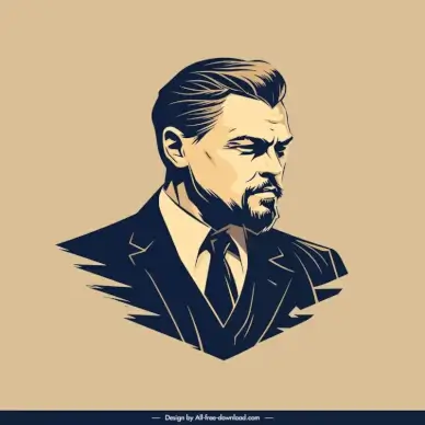 leonardo dicaprio portrait design elements flat handdrawn classic