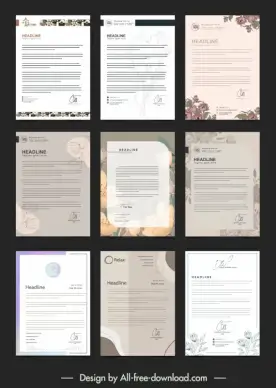 letterhead templates collection elegant flowers decor