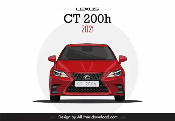 lexus ct 200h 2021 car model icon modern flat front view design 