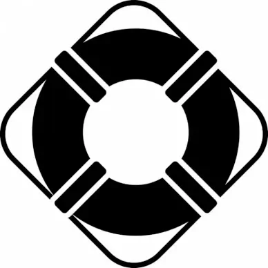 life ring sign icon flat black white contrast outline