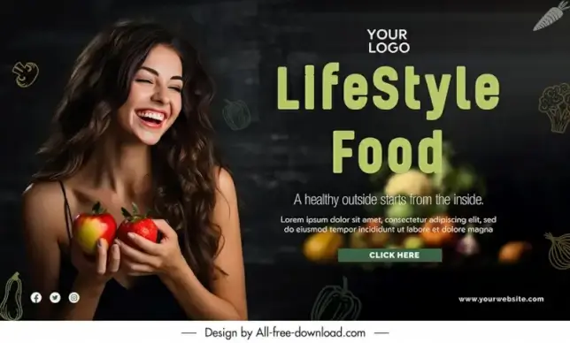 life style food banner template dark elegance
