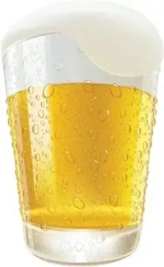 Lifelike Beer Glasses and Beer Bubbles Vector Graphic