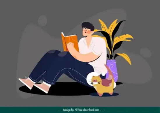 lifestyle activity painting reading man sketch cartoon sketch