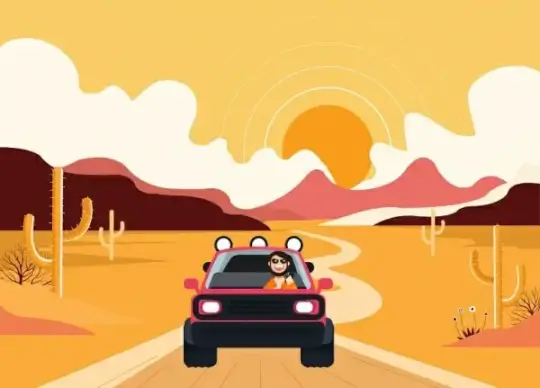 lifestyle background man driving car desert icons