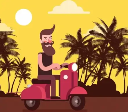 lifestyle background man scooter icons cartoon design