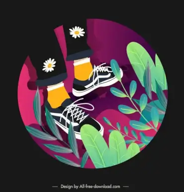 lifestyle background shoes sketch retro decor circle isolation