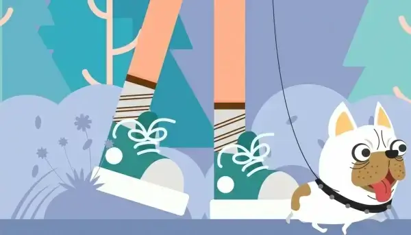 lifestyle background walking person dog shoes icons