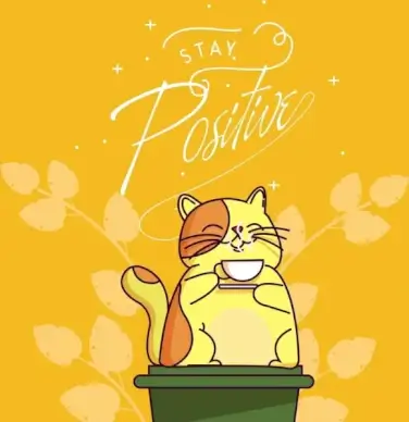 lifestyle banner relaxed cat icon cute cartoon design