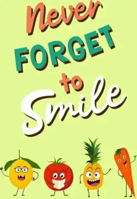 lifestyle banner stylized fruit icons funny cartoon design
