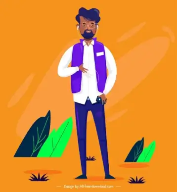 lifestyle icon young man sketch cartoon character