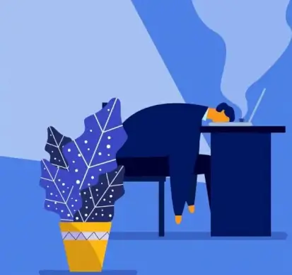 lifestyle painting exhausted staff icons colored classical design