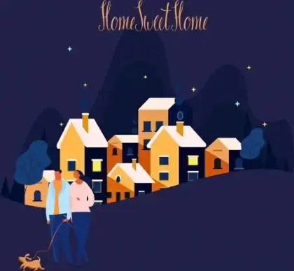lifestyle painting walking couple pet home icons decor