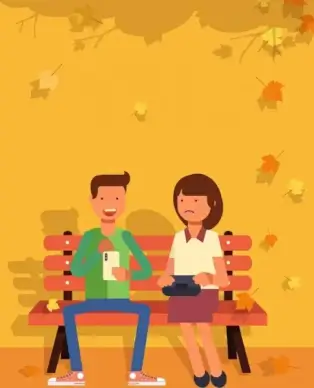 lifestyle painting young people smartphone park icons decor