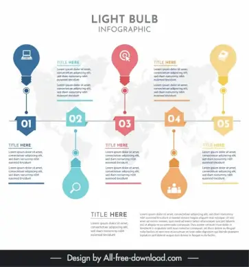 light bulb infographic flat silhouette world map chart layout