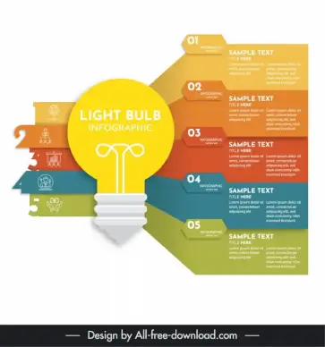 light bulb infographic template elegant horizontal bars