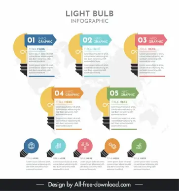 light bulb infographic template flat elegant design 