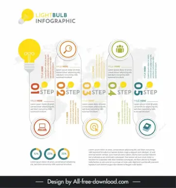 light bulb infographic template flat symmetric curves layout