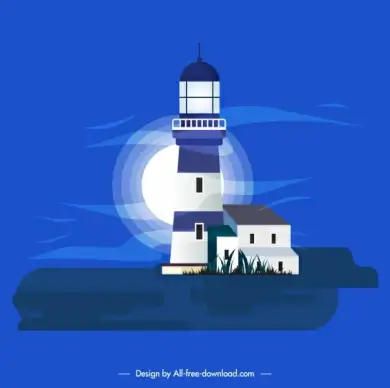 lighthouse painting classical colored dark design moonlight decor