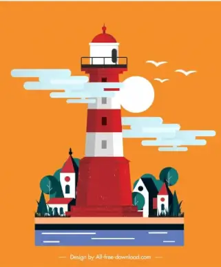 lighthouse painting colorful classic design