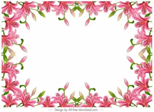 lily border template modern colorful blooming decor