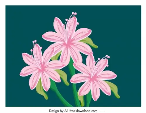 lily painting colored classical handdrawn sketch
