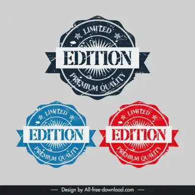 limited edition stamps collection flat retro ribbon stars symmetry