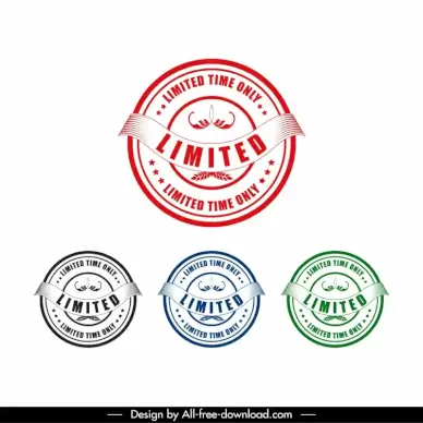 limited stamp templates collection circle symmetry ribbon stars leaves