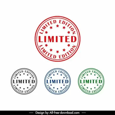limited stamps templates collection elegant flat texts stars