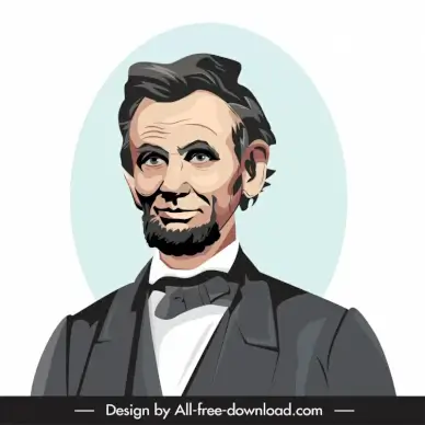 lincolns president portrait icon handdrawn cartoon sketch